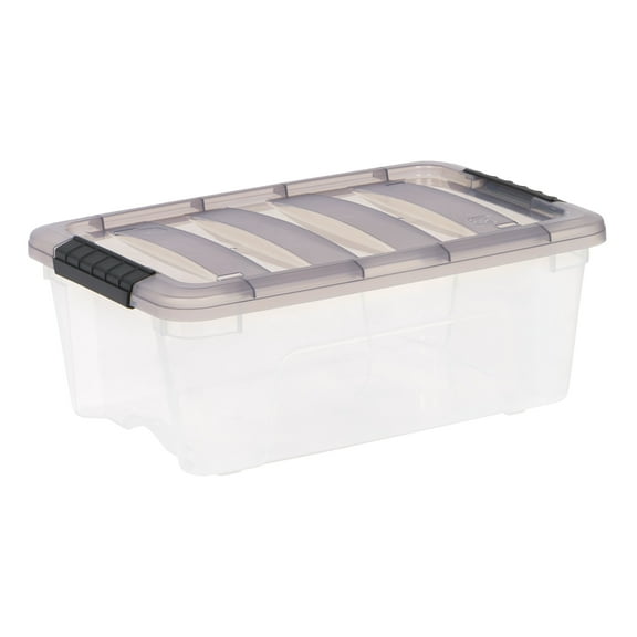 IRIS 12.95 Qt. Plastic Storage Bin with Lid, Stackable Storage Containers, Tote