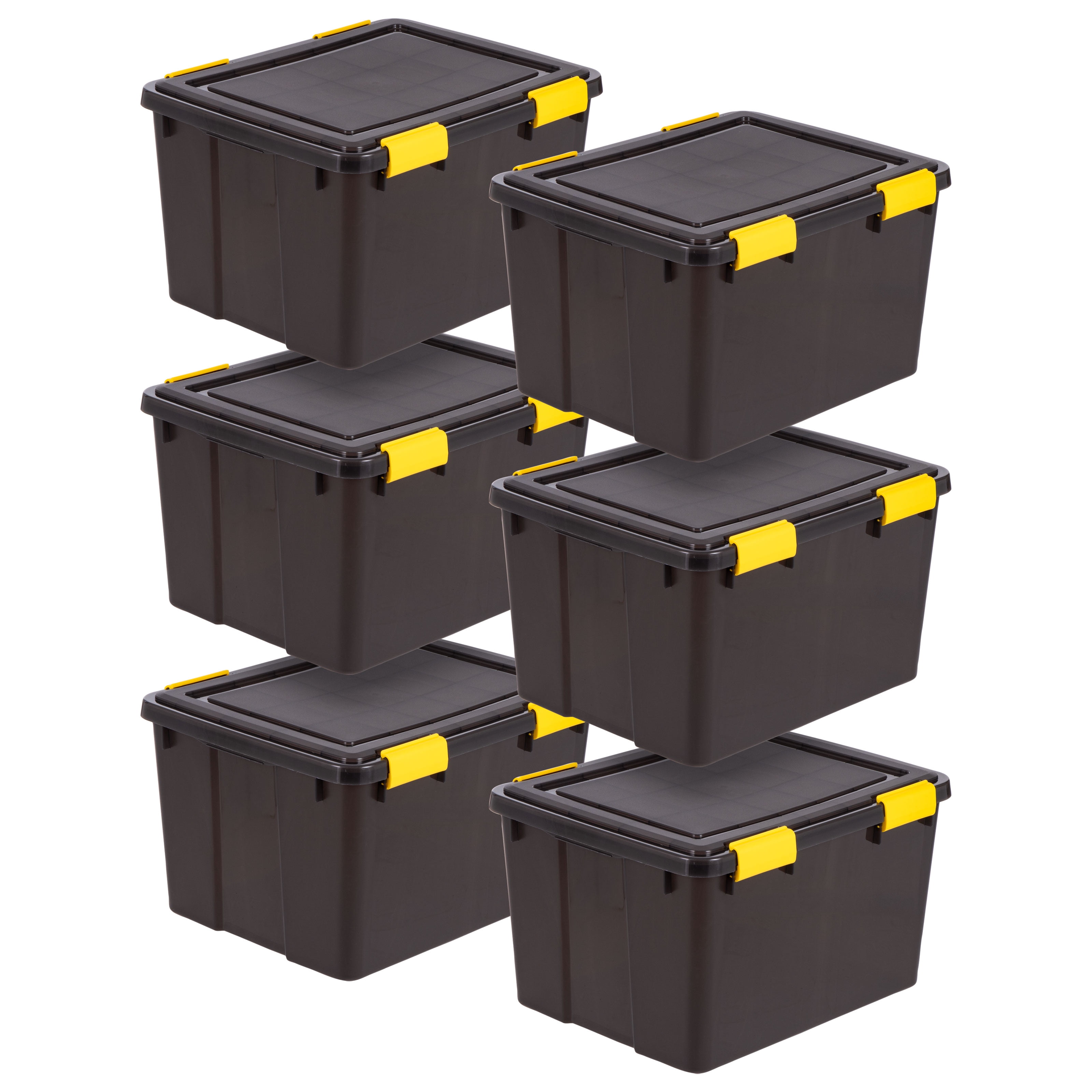 IRIS, 12 Gal Plastic Storage Bins with Sealed Lids, Black Gasket Box Airtight Containers 6Pk