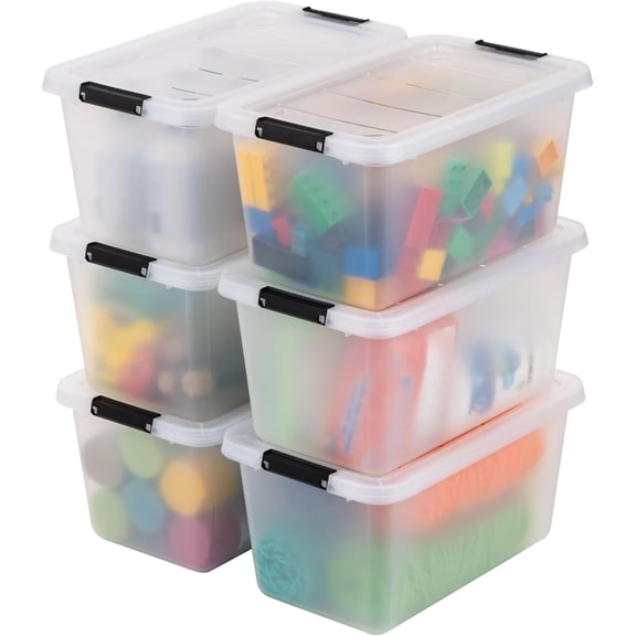 IRIS 13 Qt Clip Box with Latching Lids, Craft Organization, Clear, 6Pk