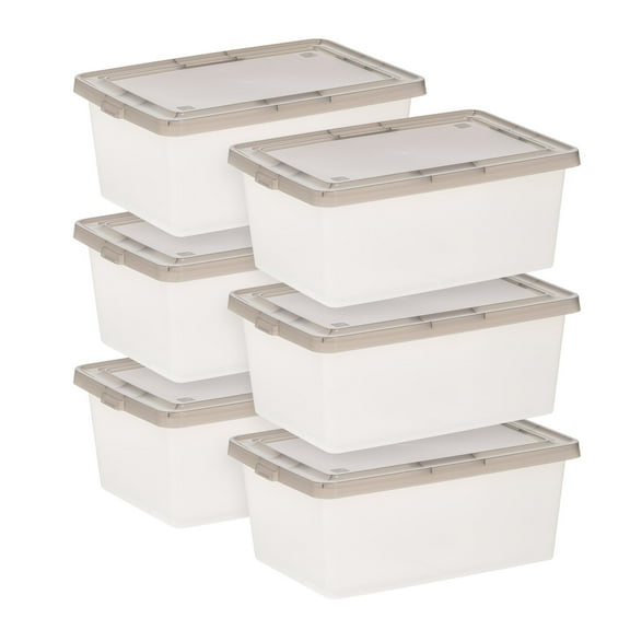 IRIS 14.5 Qt. Plastic Storage Bins with Lids, Stackable Storage Containers, Totes, 6 Pack