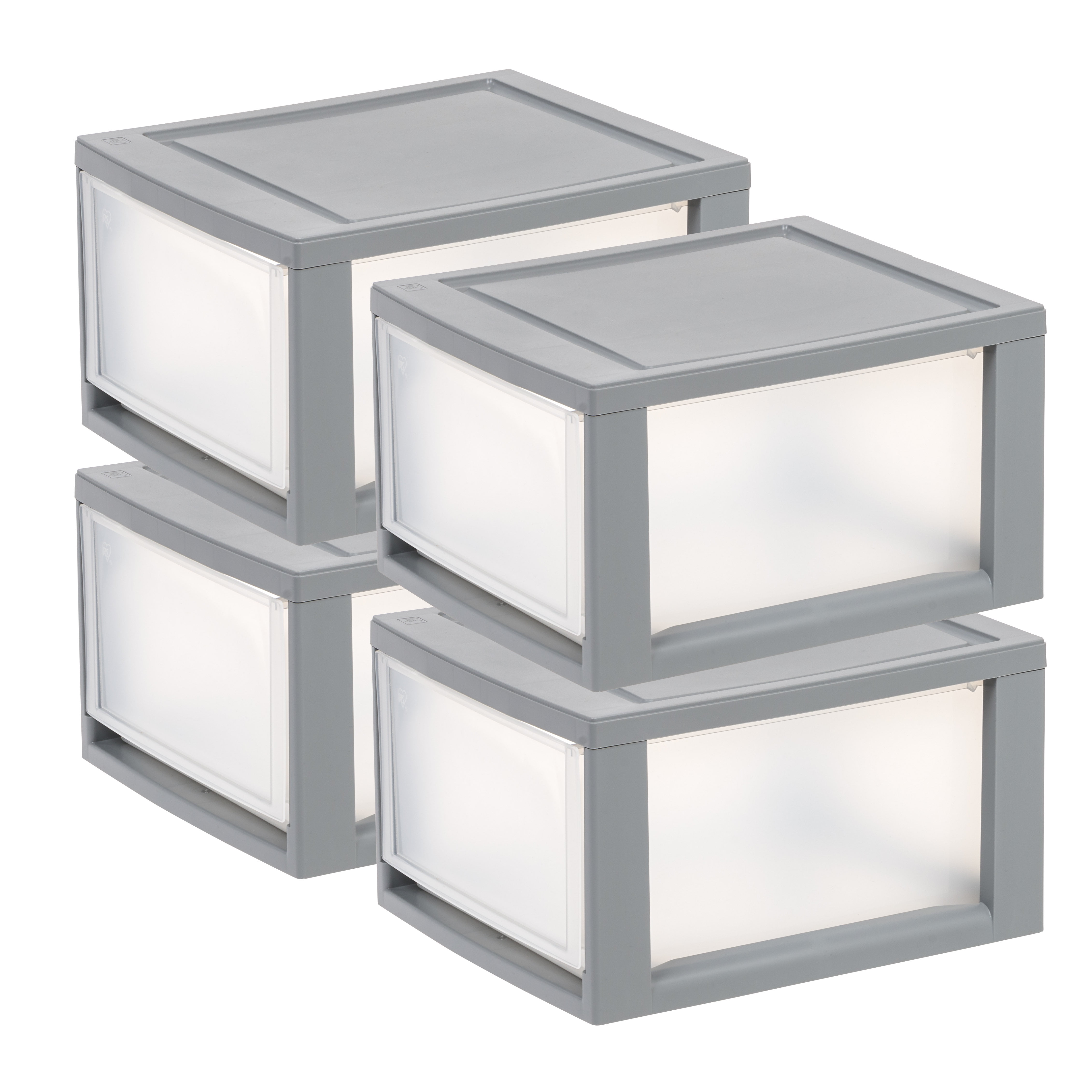 IRIS 14 Qt Medium Plastic Drawers, Under Bed Storage Bins, Stackable, Modular, 4Pk