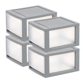 IRIS 14 Qt Medium Plastic Drawers, Under Bed Storage Bins, Stackable, Modular, 4Pk