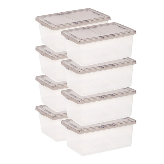 IRIS 17 Qt. Plastic Storage Bins with Lids, Stackable Storage Containers, Totes, 8 Pack