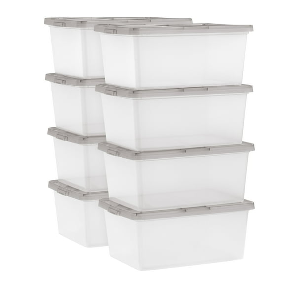 IRIS 17 Qt. Plastic Storage Bins with Lids, Stackable Storage Containers, Totes, 8 Pack