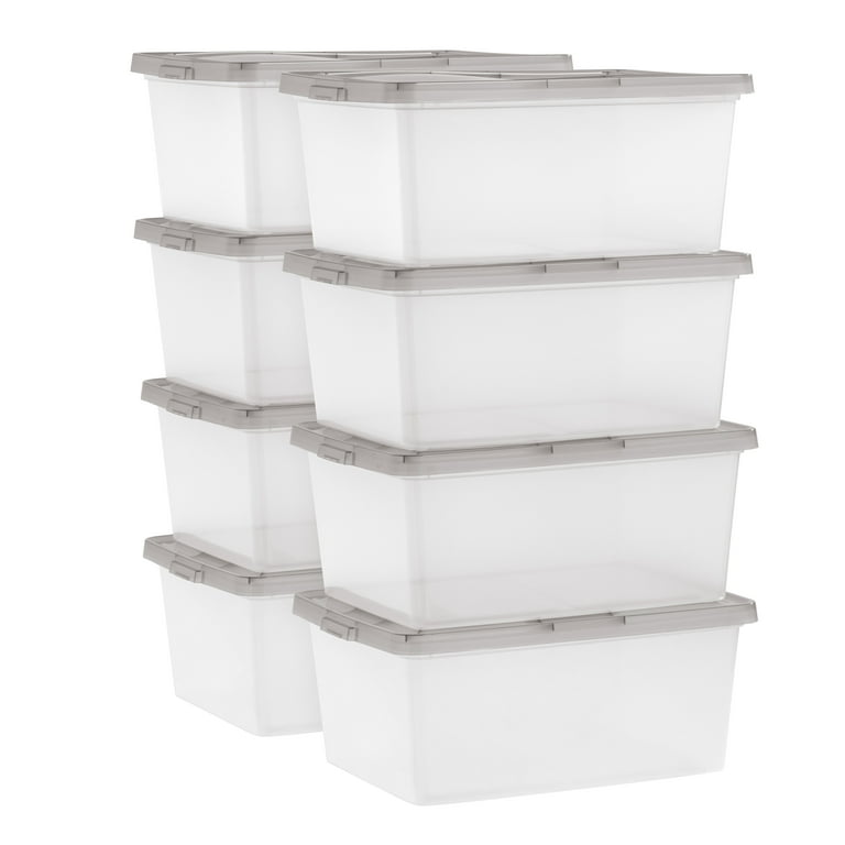 IRIS USA Large 17 Clear Plastic Storage Bins with Lids