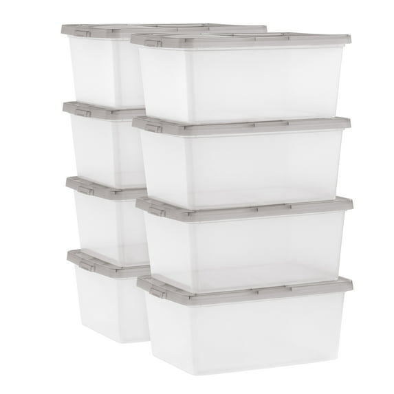 IRIS 17 Qt. Plastic Storage Bins with Lids, Stackable Storage Containers, Totes, 8 Pack