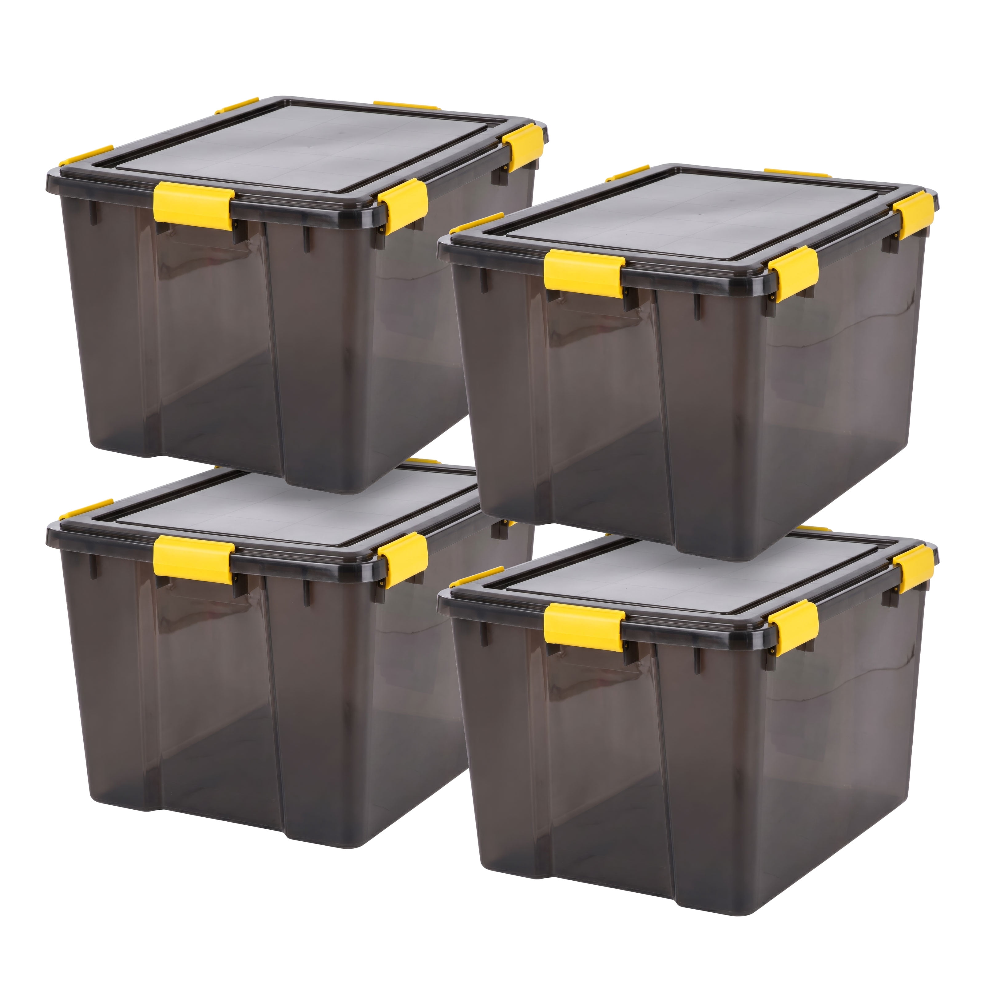 IRIS, 19 Gal Plastic Storage Bins with Sealed Lids, Black Gasket Box Airtight Containers 4Pk