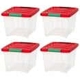 thumbnail image 1 of IRIS 19 Qt Stackable Holiday Plastic Storage Bins with Lids and Latching Buckles Clear Red 4 Pack, 1 of 7