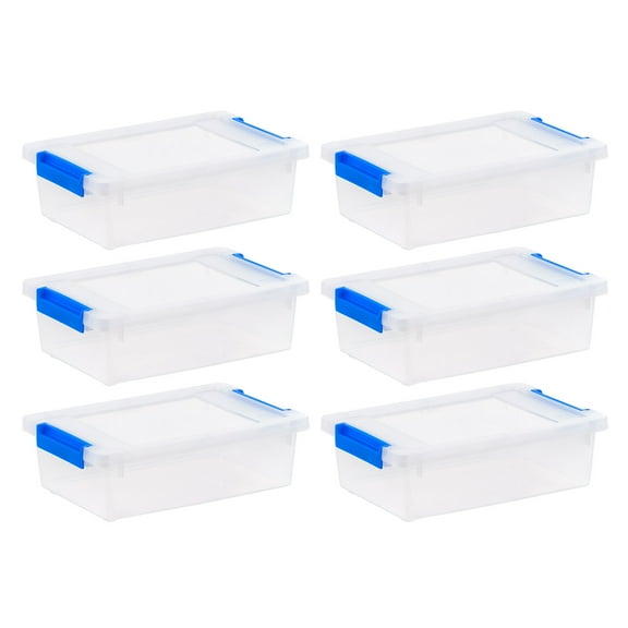 IRIS 2.4 Qt. Plastic Storage Bins with Lids, Clear Containers, Latching Totes 6Pk
