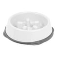 thumbnail image 1 of IRIS USA 2 Cups Slow Feeder Dog Bowl, Anti-Choking, Anti-Slip, Easy to Clean, Interactive Puzzle Toy, Healthy Digestion, Short snouted, Dogs Cats & Other Pets, BPA, PVC, Phthalate Free, White/Gray, 1 of 4
