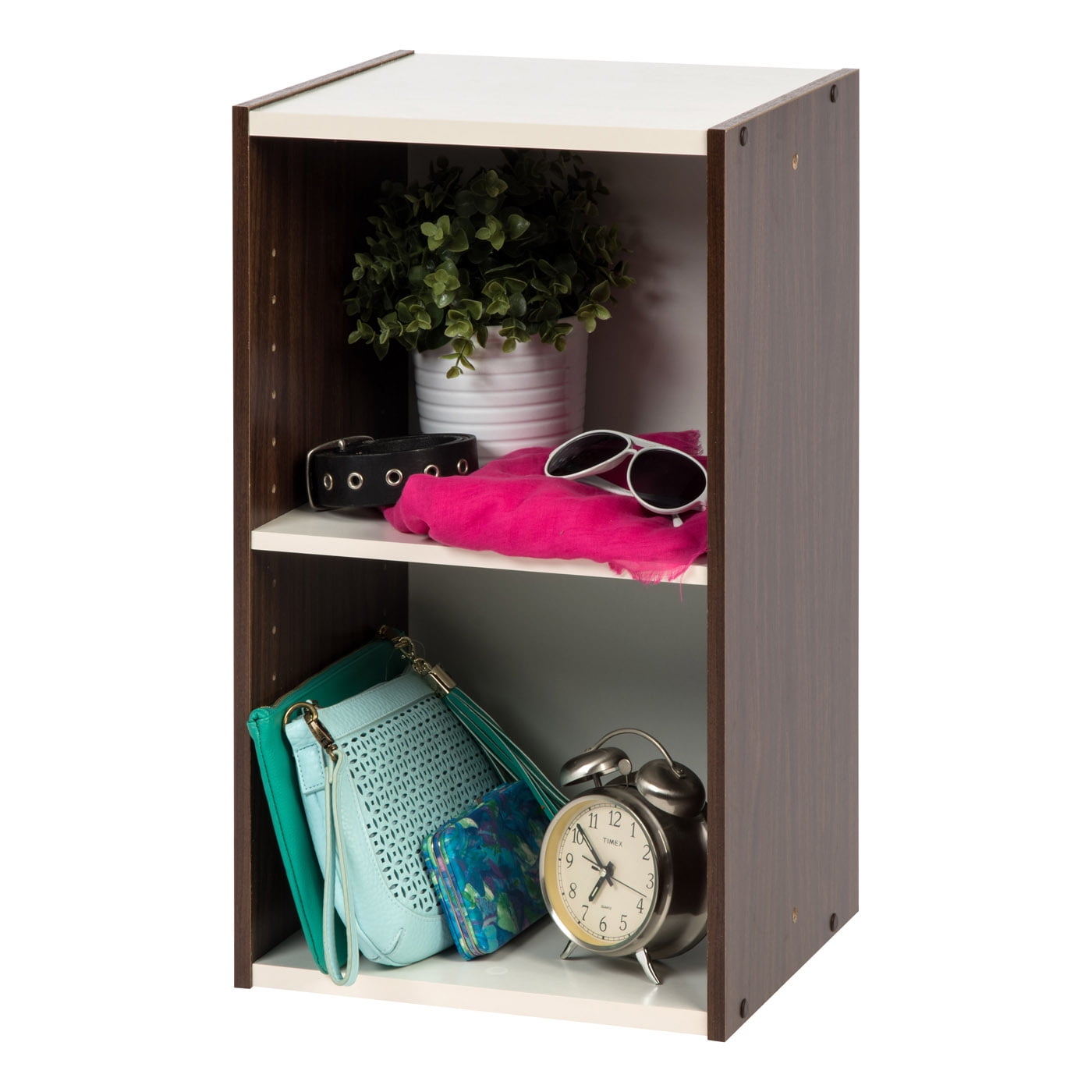 Walnut Brown Adjustable Slim Bookshelf for Space Efficiency
