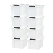 IRIS 20.5 Qt Plastic Stackable Storage Bin with Latching Lid, Pearl, Home organize, 8Pk