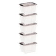 thumbnail image 1 of IRIS USA 19QT Stack & Pull Clear Plastic Storage Box, Lid Gray, Set of 5, 1 of 9
