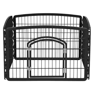 IRIS USA 24" Exercise 4-Panel Pet Playpen with Door, Dog Playpen, Puppy Playpen, for Small and Medium Dogs, Keep Pets Secure, Easy Assemble, Rust-Free, Heavy-Duty Molded Plastic, Customizable, Black