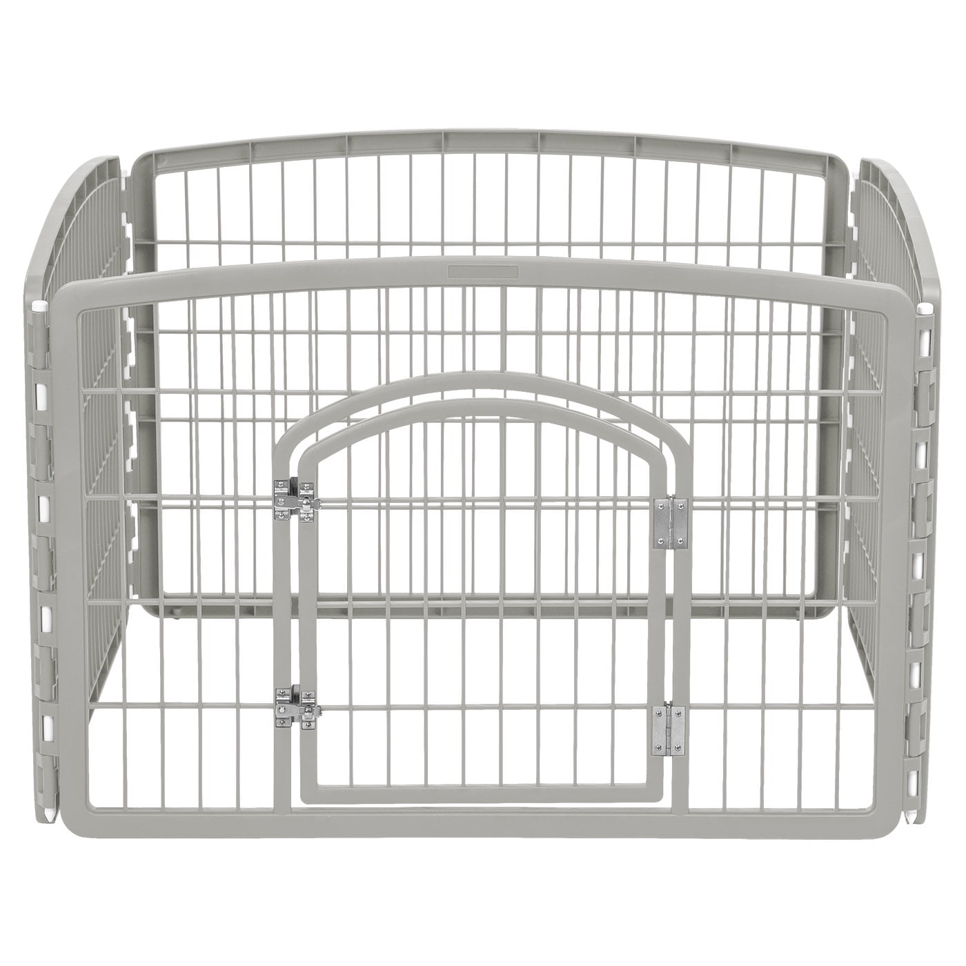 Silver 24-Inch 4-Panel Plastic Pet Playpen with Door