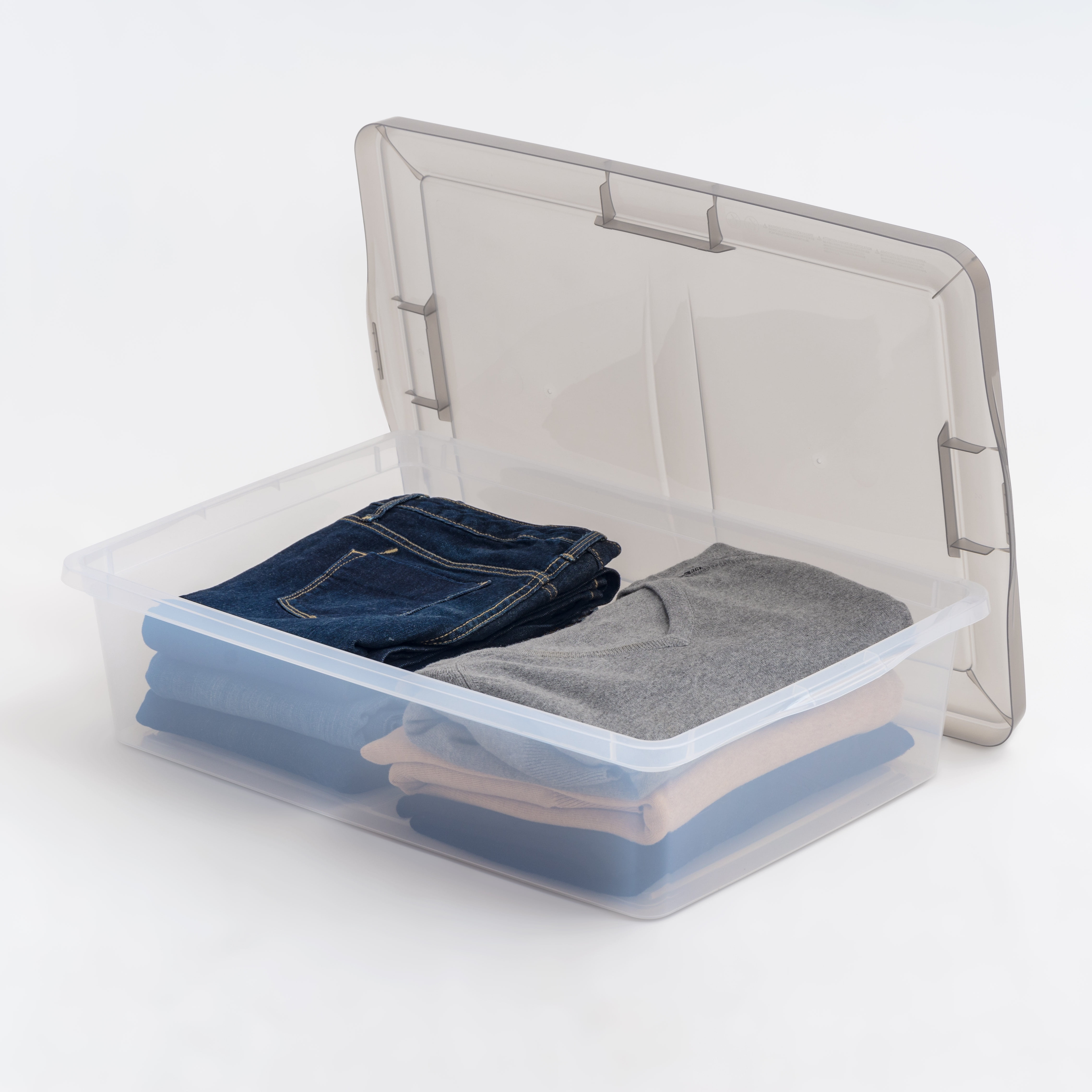 Clear Stackable Plastic Underbed Storage Bins with Lids, Set of 6