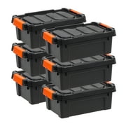 IRIS 3 Gallon Black Plastic Latching Storage Bin with Lid Tote, Plastic Storage Container with Lid, 6-Pack