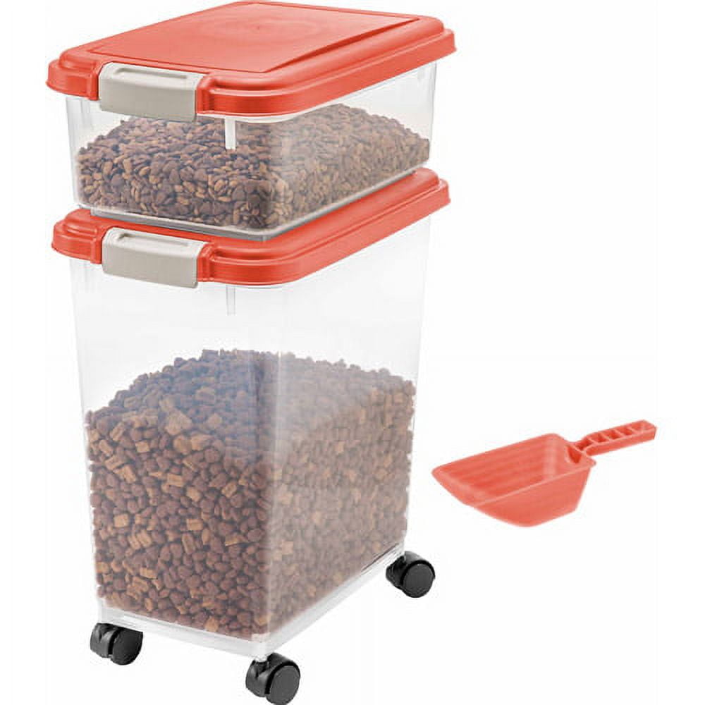 Airtight Rice Storage Bin Cereal Containers Dispenser,2-3lbs BPA Free  Plastic Dog Cat Food Storage Container for Small Pet (Red)