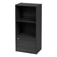 thumbnail image 1 of IRIS 3-Tier Wood Storage Shelf with Door, Black, 1 of 4
