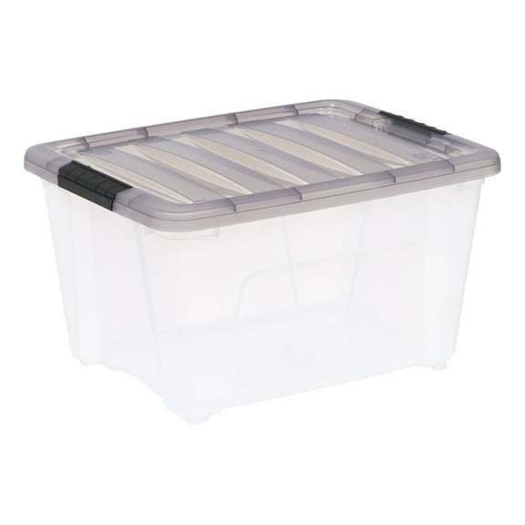 IRIS 32 Qt. Plastic Storage Bin with Lid, Stackable Storage Containers, Tote