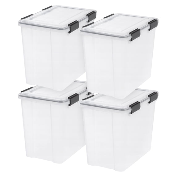 IRIS 32 Qt Storage Box with Gasket Seal Lid, 4Pk Heavy Duty Moving Containers with Tight Latch