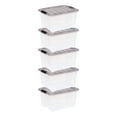 thumbnail image 1 of IRIS USA 32QT Stack & Pull Clear Plastic Storage Box, Lid Gray, Set of 5, 1 of 8
