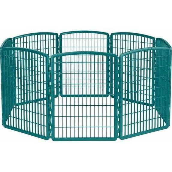 IRIS 34-inch Exercise 8-Panel Pet Playpen without Door, Green