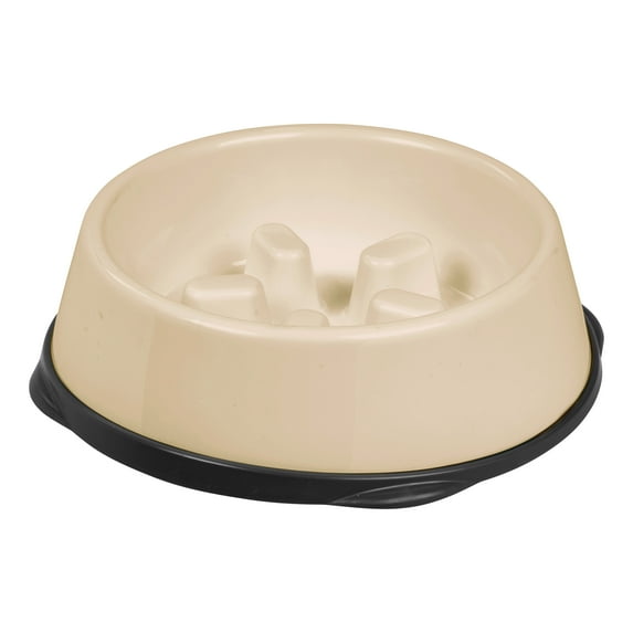 IRIS USA 4 Cup Slow Feeder Dog Bowl for Short Snouted Pets, Beige/Black