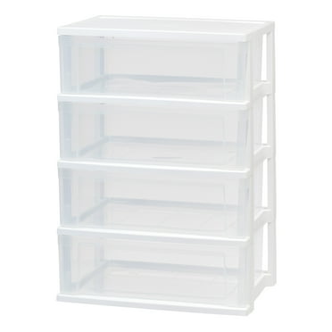 IRIS 4 Drawers Plastic Stacking Wide Chest, White