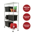 thumbnail image 1 of IRIS 4-Tier Wire Storage Shelf with Caster, 1200 Lb. Capacity, 71"H x 18"W x 48"D, 1 of 14