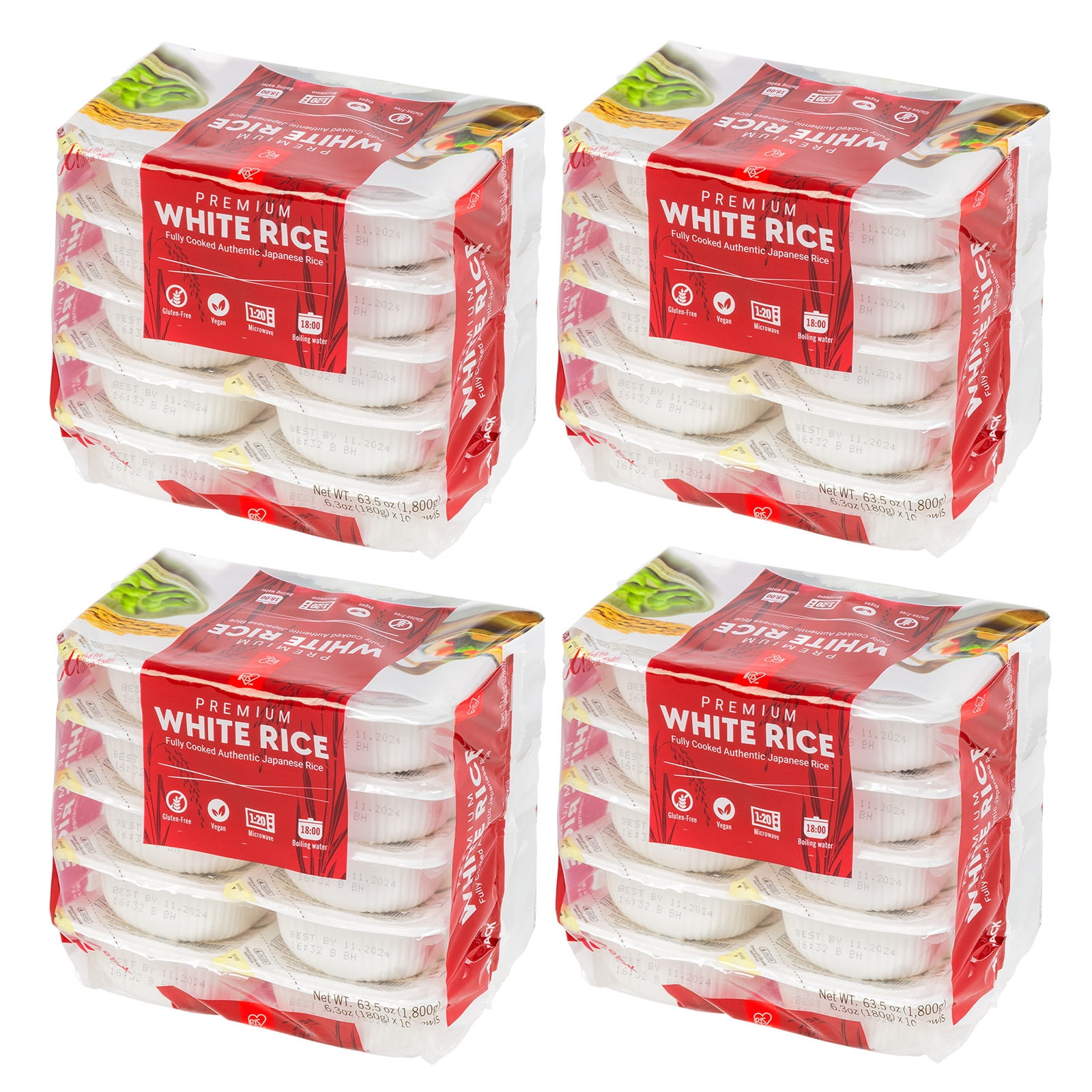 IRIS 40pc (6.3Oz/180g) Microwavable Instant Premium White Rice, Fully