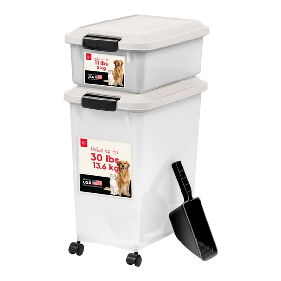 IRIS 41 Lbs. Airtight Pet Food Container, Dog & Cat Food Storage Bin, Treat Box with Scoop