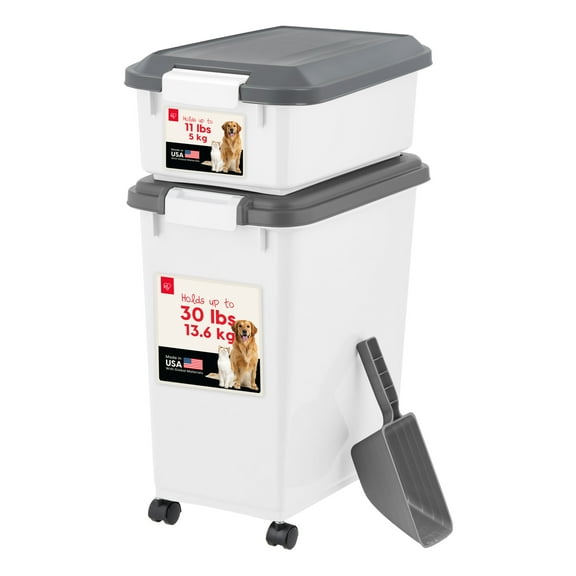 IRIS 41 Lbs. Airtight Pet Food Container | Dog & Cat Food Storage Bin | Treat Box with Scoop