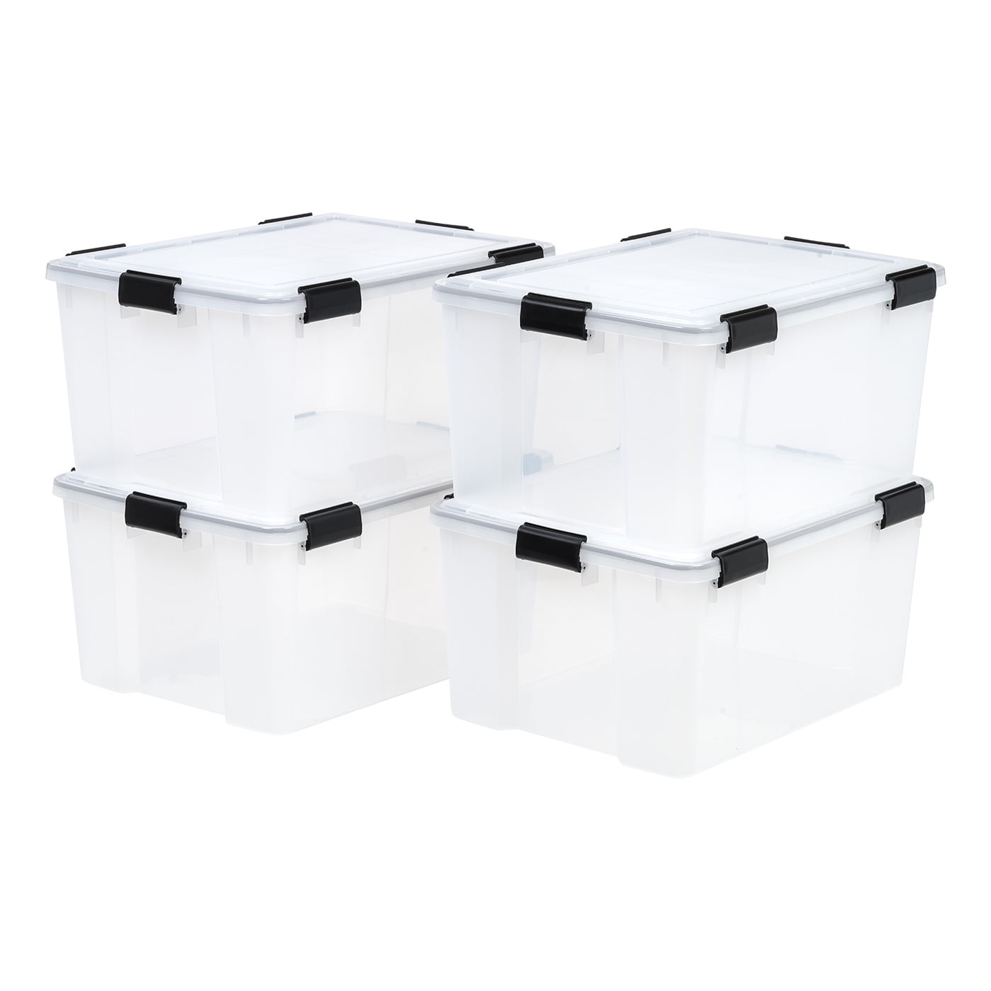 Iris USA 3 Pack 30 Quart Weatherpro Plastic Storage Box Durable Lid and Seal and Secure Latching Buckles
