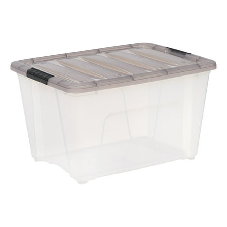 IRIS 53 Qt. Plastic Storage Bin with Lid, Stackable Storage Containers, Tote