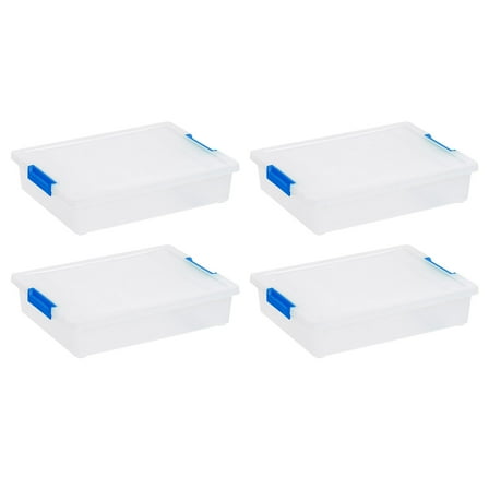 IRIS 6 Qt. Plastic Storage Bins with Lids, Clear Containers, Latching Totes 4Pk