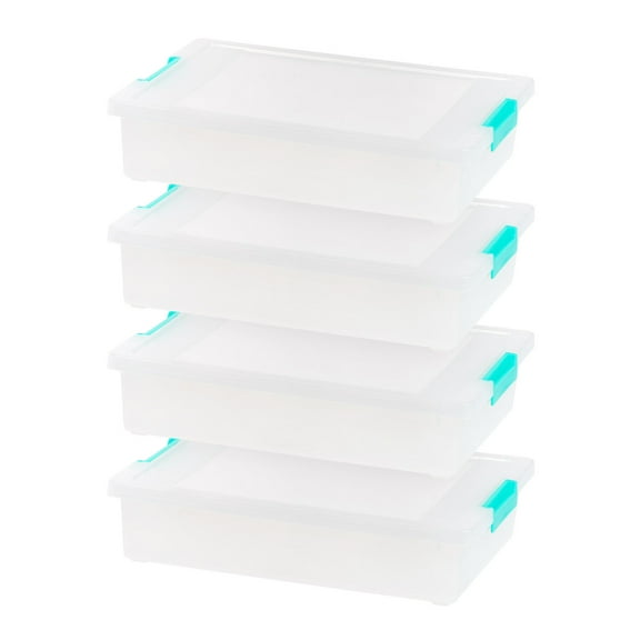 IRIS 6 Qt Plastic Storage Bins with Lids, Clear Containers, Latching Totes, 4Pk