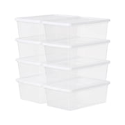 IRIS 6 Qt. Plastic Storage Bins with Lids, Stackable Containers and Totes, Clear, 8Pk