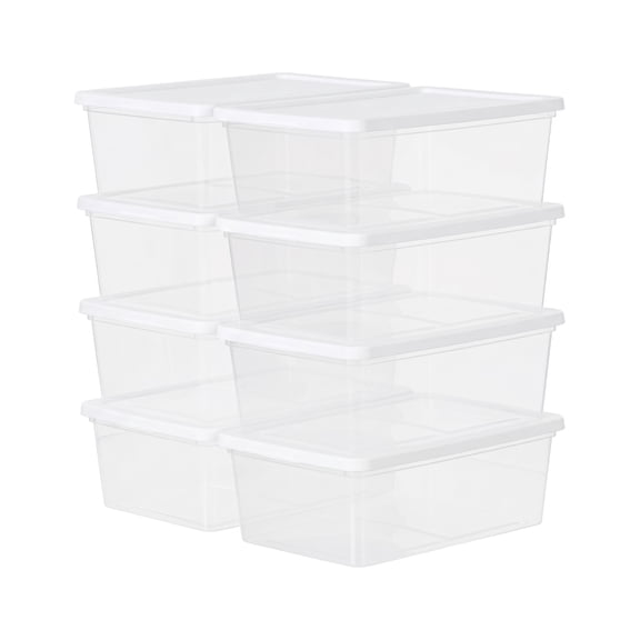 IRIS 6 Qt. Plastic Storage Bins with Lids, Stackable Containers and Totes, Clear, 8Pk