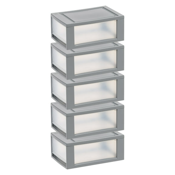 IRIS 6 Qt Small Plastic Drawers, Under Bed Storage Bins, Stackable, Modular 5Pk
