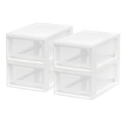 IRIS 6 Qt Small Plastic Stacking Drawer, White, 4Pk