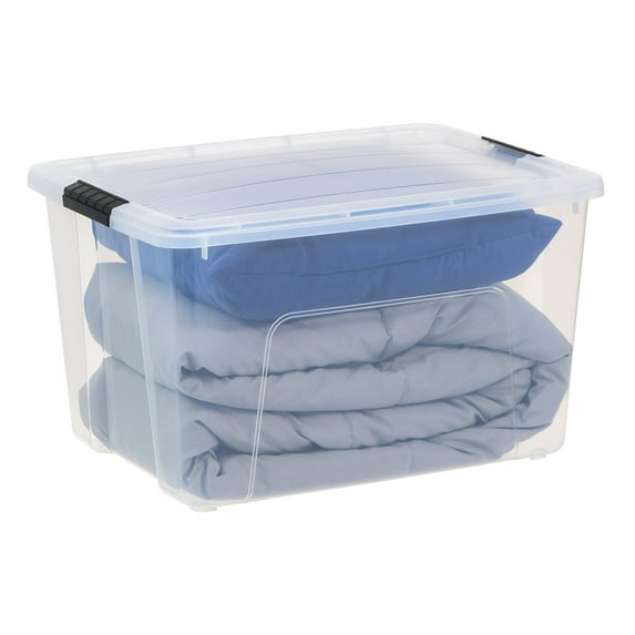 IRIS 60 Qt. Plastic Storage Bin with Lid, Stackable Storage Containers, Tote