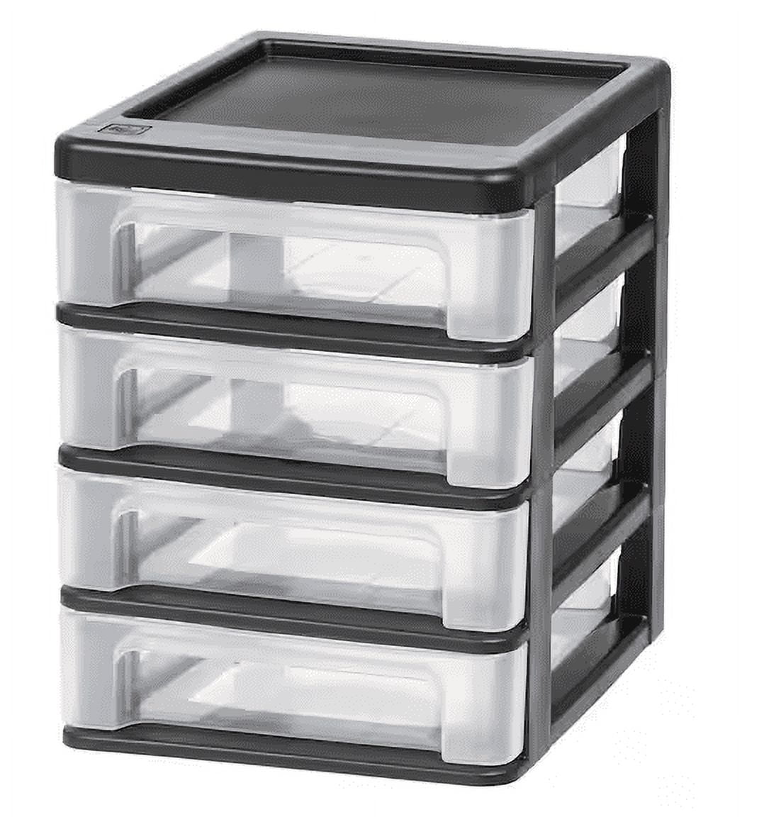 Iris 7 25 Qt Compact Desktop 4 Drawer System In Black Storage Tote