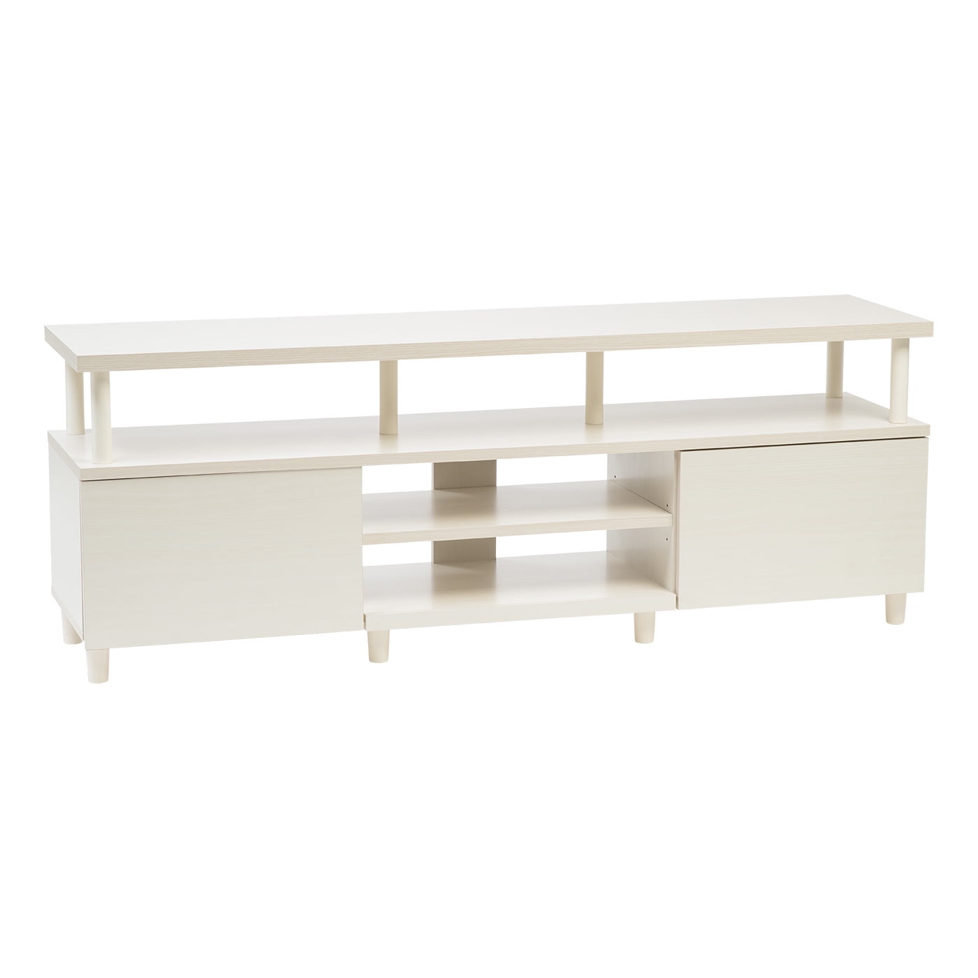 White 70" Modern TV Stand with Cabinets and Mount