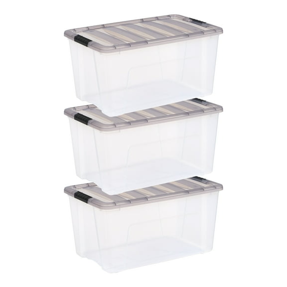 Open Box IRIS 72 Qt. Plastic Storage Bins with Lids, Stackable Storage Containers, Totes, 3 Pack