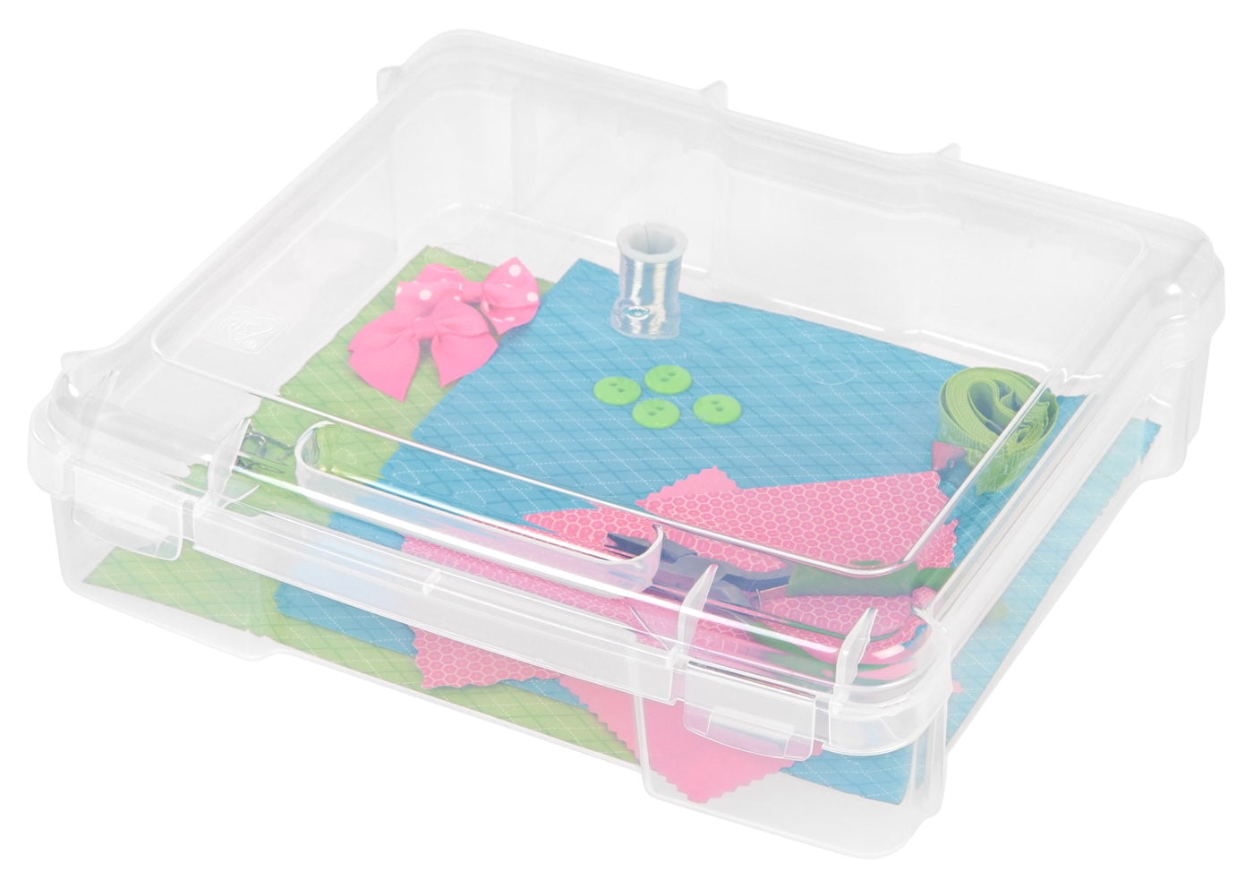 Clear Stackable Plastic Scrapbook Storage Box with Lid