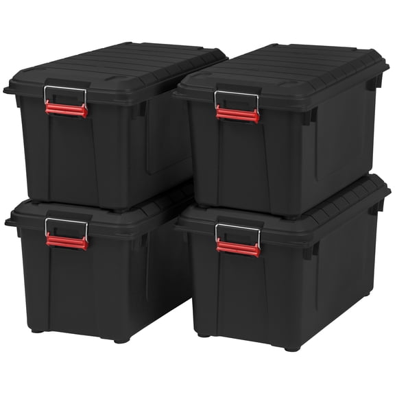 IRIS 82 Qt/20 Gal Storage Utility Tote Container Box, Black, For garage, 4Pk