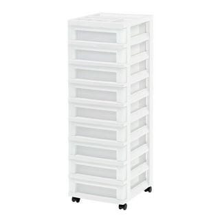 IRIS USA, 6QT Plastic Storage Modular Stacking Drawers, Set of 2 - White