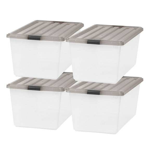 IRIS 91 Qt Plastic Storage Bins with Lids, Stackable Storage Containers, Totes, 4Pk