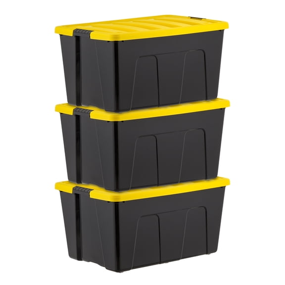 IRIS 94 Qt. Plastic Storage Bins with Lids, Stackable Storage Containers, Totes, 3 Pack